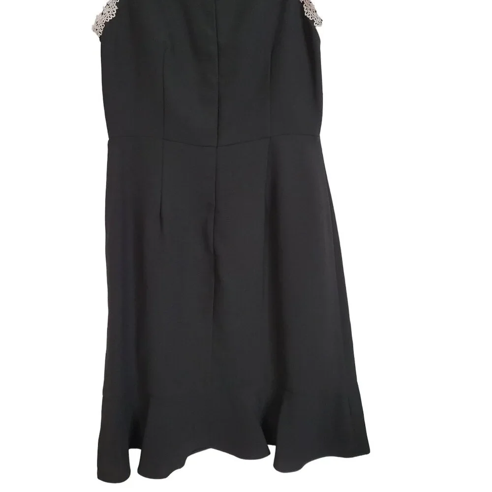 Nanette Lepore Sz 4 Dress Sleeveless Lace Trim Cascading Front Ruffle Flared Hem - Picture 6 of 11